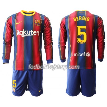 FC Barcelona Sergio Busquets 5 Børn Hjemme Fodboldsæt 2020-21 L/S (+ Korte bukser)